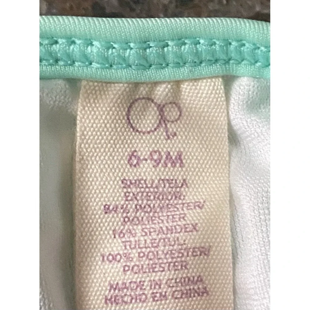 OP ‎ Ocean Pacific Teal Baby Tutu White Hearts Size 6-9M Bathing Suit Swimsuit